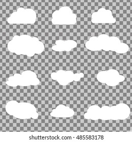 Set of different clouds on transparent background. 