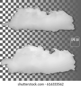 Set of different clouds. Realistic clouds collection for web, art and app design. Different nature cloudscape weather symbols. Vector.