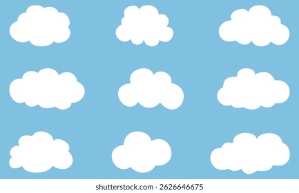 Set of different clouds. Simple cloud collection. For Art, Print, Web design. Vector Illustration.