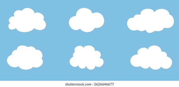 Set of different clouds. Simple cloud collection. For Art, Print, Web design. Vector Illustration.