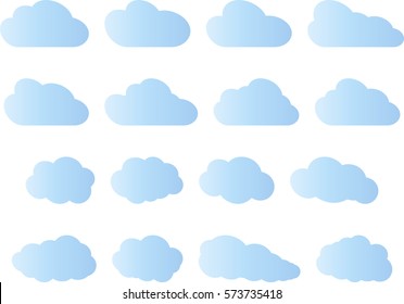 Set of different clouds.  Clouds of various shapes for decoration illustrations, websites, software, games, cards and posters.
