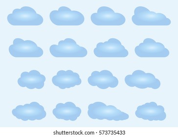Set of different clouds.  Clouds of various shapes for decoration illustrations, websites, software, games, cards and posters.