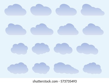 Set of different clouds.  Clouds of various shapes for decoration illustrations, websites, software, games, cards and posters.