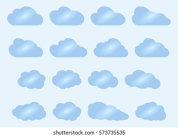 Set of different clouds.  Clouds of various shapes for decoration illustrations, websites, software, games, cards and posters.