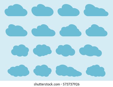 Set of different clouds.  Clouds of various shapes for decoration illustrations, websites, software, games, cards and posters.
