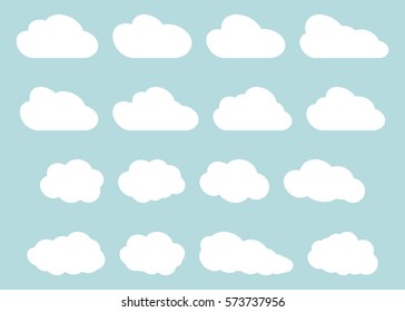 Set of different clouds.  Clouds of various shapes for decoration illustrations, websites, software, games, cards and posters.