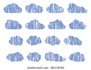 Set of different clouds.  Clouds of various shapes for decoration illustrations, websites, software, games, cards and posters.