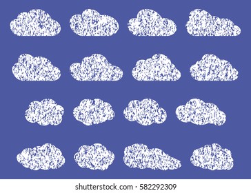 Set of different clouds.  Clouds of various shapes for decoration illustrations, websites, software, games, cards and posters.