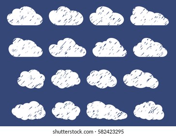 Set of different clouds.  Clouds of various shapes for decoration illustrations, websites, software, games, cards and posters.