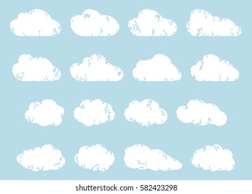 Set of different clouds.  Clouds of various shapes for decoration illustrations, websites, software, games, cards and posters.