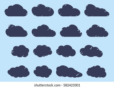 Set of different clouds.  Clouds of various shapes for decoration illustrations, websites, software, games, cards and posters.