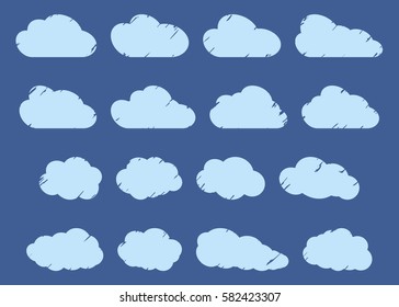 Set of different clouds.  Clouds of various shapes for decoration illustrations, websites, software, games, cards and posters.