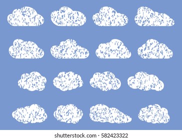 Set of different clouds.  Clouds of various shapes for decoration illustrations, websites, software, games, cards and posters.