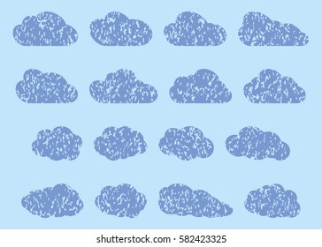 Set of different clouds.  Clouds of various shapes for decoration illustrations, websites, software, games, cards and posters.
