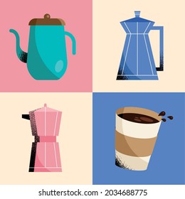 set of different coffee presentation