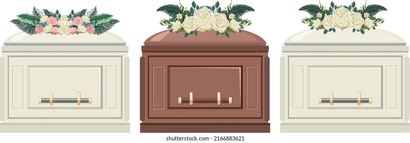 Set of different coffins illustration