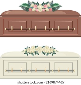 Set of different coffins illustration