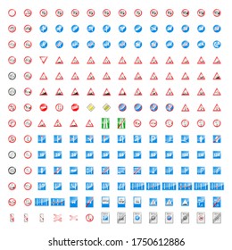 Set Of Different Collection Road Signs Vector Traffic