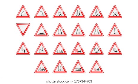 Conjunto De Diferentes Señales De Carretera De Colección Tráfico Vector