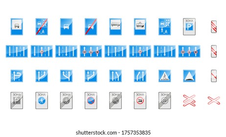 Set Of Different Collection Road Signs Vector Traffic