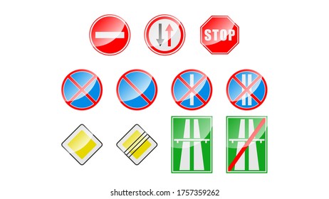 Set Of Different Collection Road Signs Vector Traffic