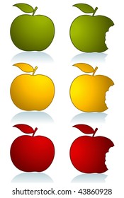 Set of different color apples isolated on white - vector in eps8