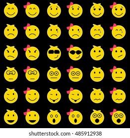 Set of different color boys and girls smiles