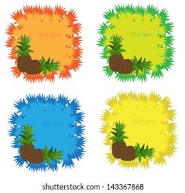 Set of different color card with pineapples