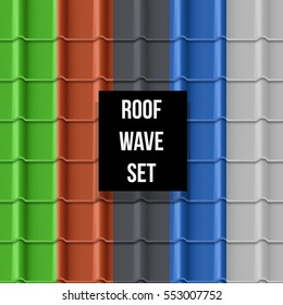 Set of different color Ceramic Tiled roof seamless patterns. Classic style. Vector illustration