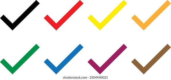 set of different color check mark vector illustration.