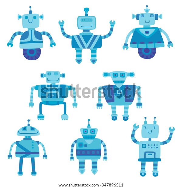 Set Different Color Cute Robots Vector Stock Vector (Royalty Free ...