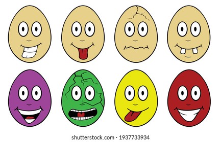 set of different color Easter eggs