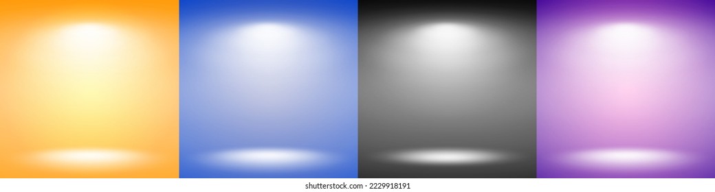 Set of different color empty room interior illustration