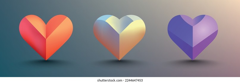 Conjunto de color diferente del corazón geométrico