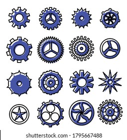 Set of different color icons gears. Vector illustration. Vector elements.