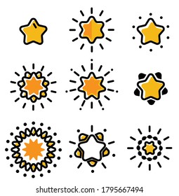 Set of different color icons stars. Vector illustration. Design elements.