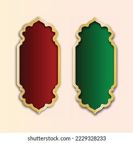 Set of Different Color Islamic Banner Shape Arabesque Style Text Box Title Frame Vector Design illustration.