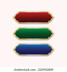 Set of Different Color Islamic Banner Text Box Arabesque Style Title Frame. web, banner, label, design, colorful shape.