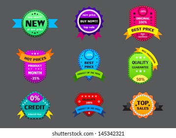 set of different color labels