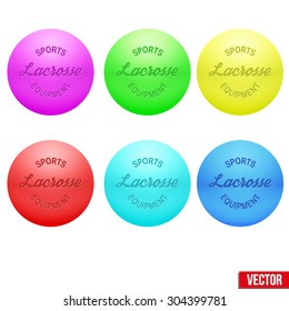 Set of different color Lacrosse balls. Sports Vector illustration isolated on white background.