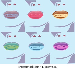 set with different color lips