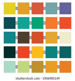Set verschiedener Farbsätze für Retro-Illustrationen und Poster von 1970 Jahren