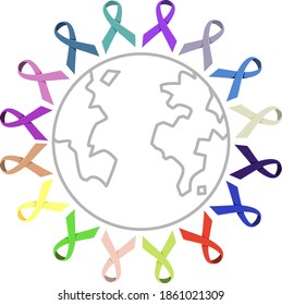 Conjunto de cintas de color y señal de tierra diferentes aisladas en fondo blanco aislado en ilustración de fondo blanco