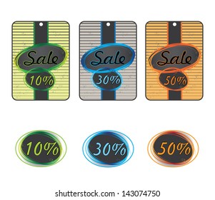 Set of different color sale tags