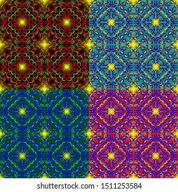 Set of different color seamless patterns