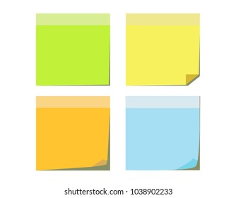 set of different color sheets of vector  papers four sticky note.