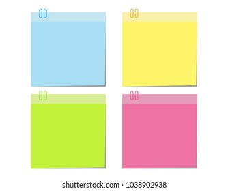 set of different color sheets of vector  papers four sticky note.