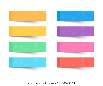 set of different color sheets of vector papers  sticky note.
