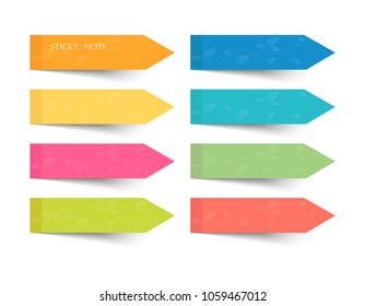 set of different color sheets of vector papers sticky note.