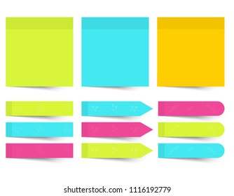 set of different color sheets of vector papers  sticky note.
